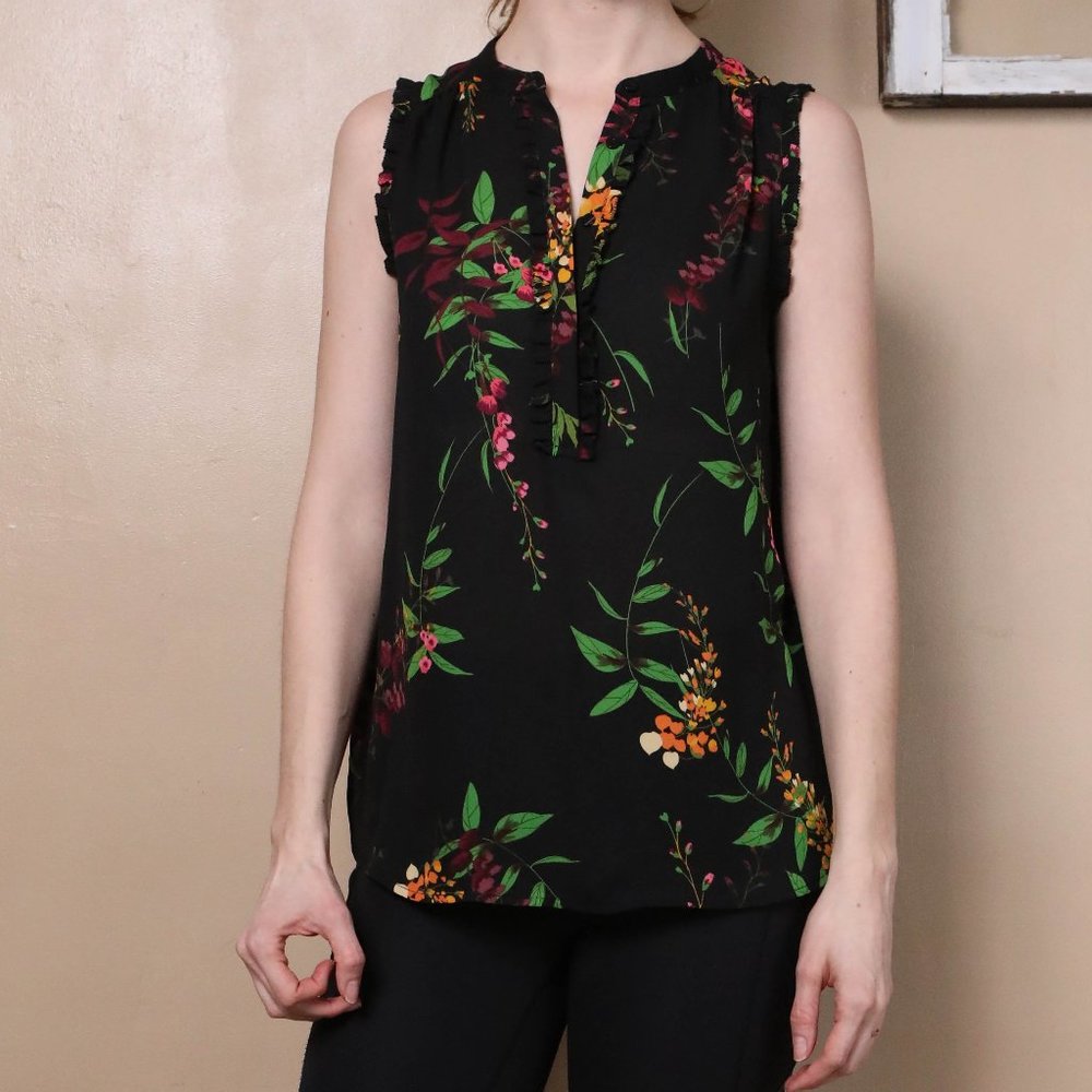 Chiffon floral blouse with ruffles